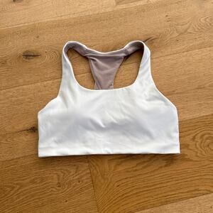 Lululemon Sports Bra Invigorate with Hook Fastening Size 6 White & Beige